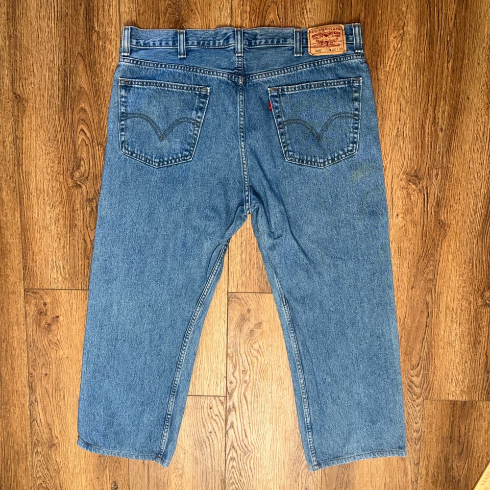 Y2K Levis 505 Regular Fit Jeans Mens 42x27 Medium Wash Blue Straight Leg Denim